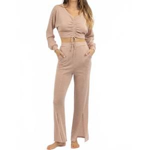 NEW ENDLESS BLU. tie crop front slit pant set in terracotta
